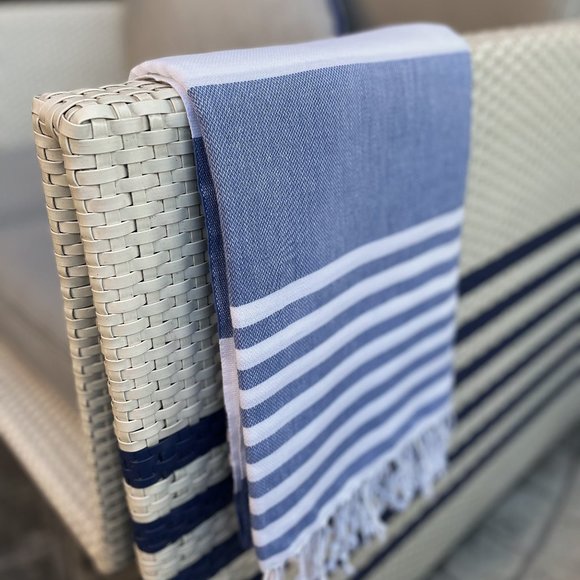 Sand Free Blue 100% Turkish Cotton Beach Bath Towel - Citizens of the Beach - Picture 1 of 8